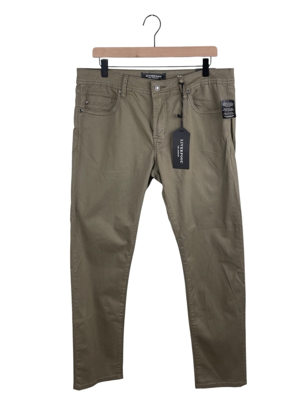 NEW Liverpool Men's Bryant The Modern Straight Jean Size 35 x 32 Military Green